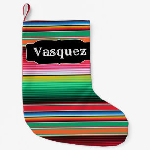 Custom Spanish Serape Mexican Blanket Personalised Small Christmas Stocking