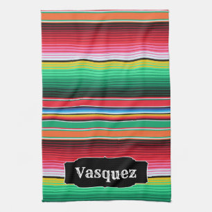 Custom Spanish Serape Mexican Blanket Personalised Tea Towel