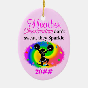 CUSTOM SPARKLING CHEERLEADER CHRISTMAS ORNAMENT
