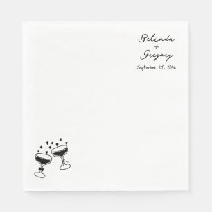 Custom Sparkling Wine Tower Doodles Wedding Napkin