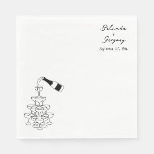 Custom Sparkling Wine Tower Doodles Wedding Napkin