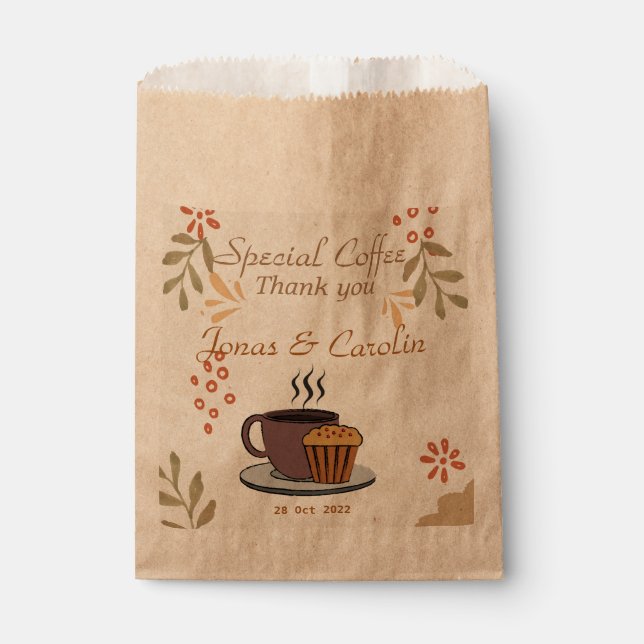 Custom Special Coffee Thank you Rustig Wedding  Favour Bag (Front)