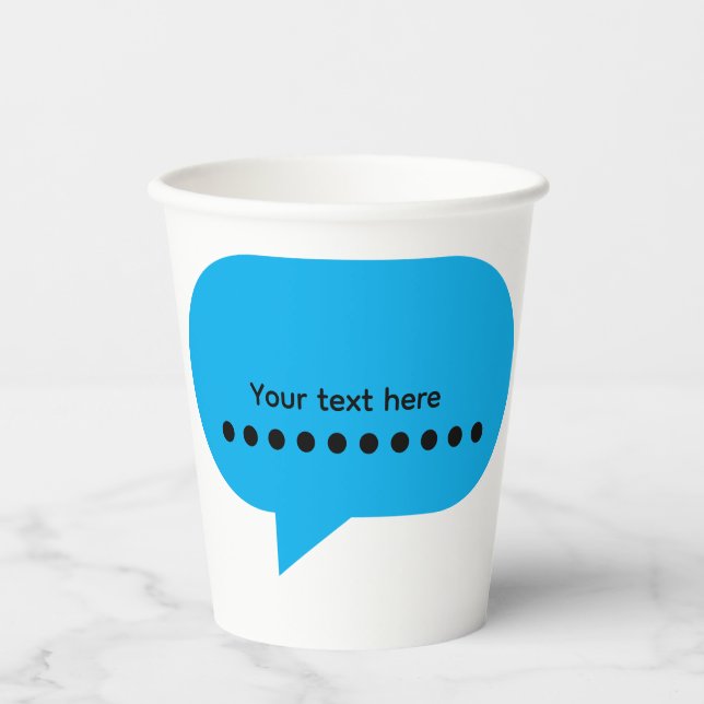 Custom Speech Bubble Design – Personalised Text Paper Cups (Front)