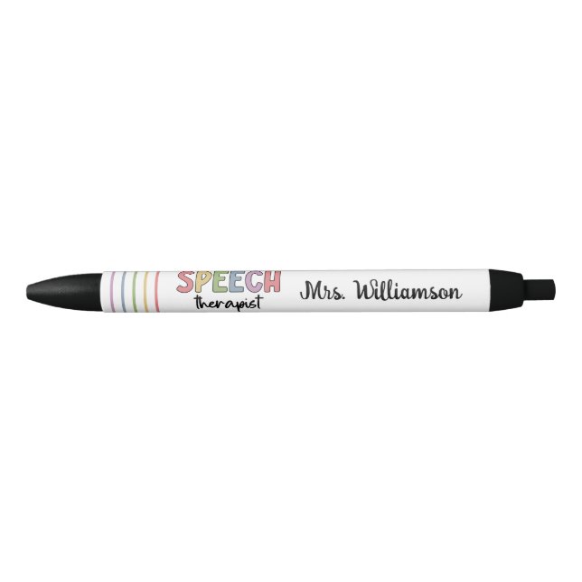 Custom Speech Therapist SLP Speech Pathologist Black Ink Pen (Front)