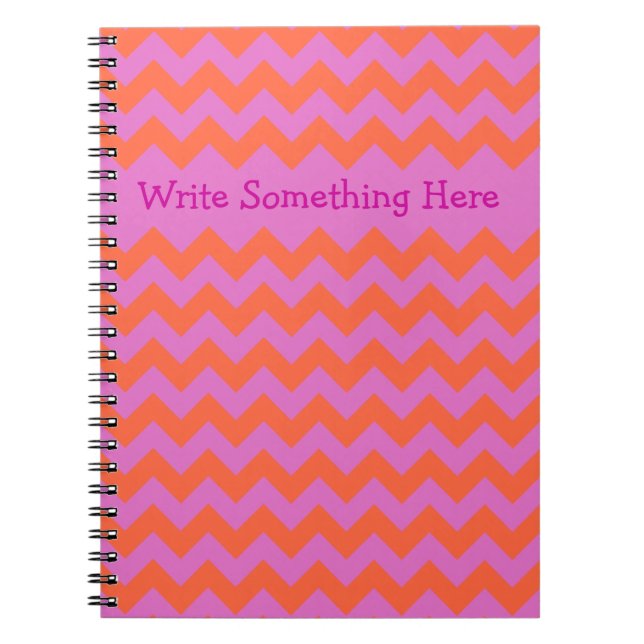 Custom Spiral Notebook Magenta and Orange Chevrons (Front)