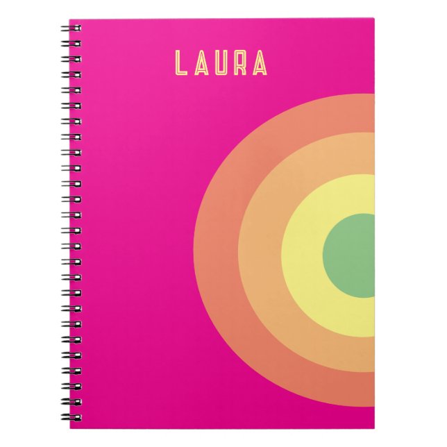 custom Spiral Notebook target rainbow pink, peach (Front)