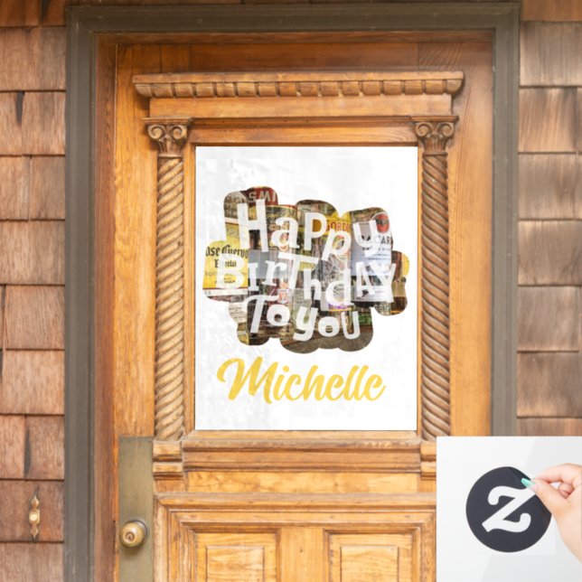 Custom Spirts Birthday Font Door Window Cling (Home Door)