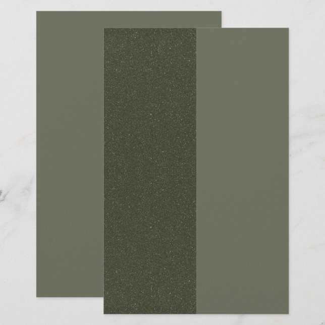 Custom Split-Panel Moss Green Textured Stationery (Front/Back)