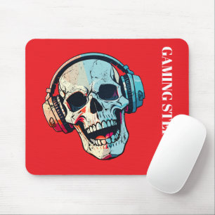Custom spoky skull Gradient artwork Red background Mouse Pad