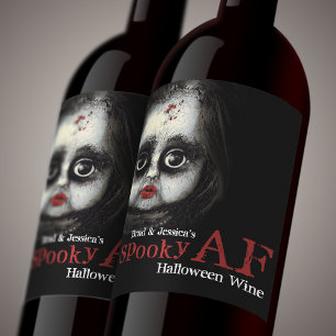 Custom Spooky AF Halloween Party  Wine Label