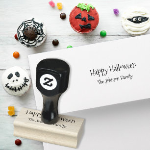 Custom Spooky Family Business Name Happy Halloween Rubber Stamp