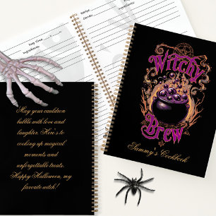 Custom Spooky Halloween Black Cauldron Witch Brew Notebook