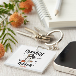 Custom Spooky Mama Halloween – Ghost, Cat, Pumpkin Key Ring