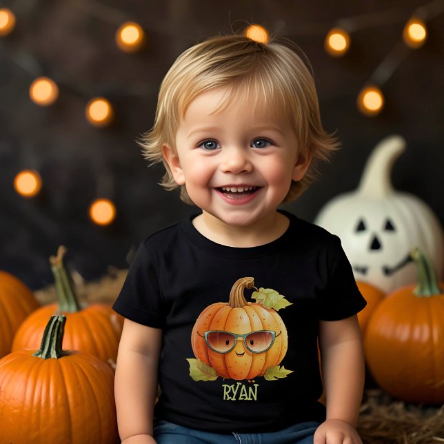 Custom Spooky Pumpkin Cute Watercolor Halloween  Toddler T-Shirt (Creator Uploaded)