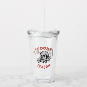 Custom Spooky Season Scary Skull Halloween Acrylic Tumbler