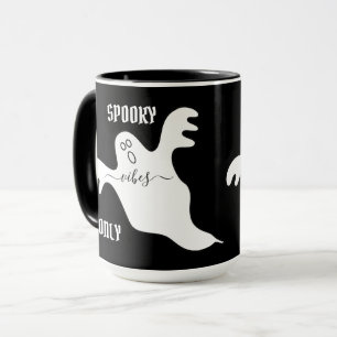 Custom SPOOKY VIBES ONLY Ghost Halloween Black Mug