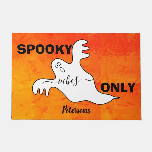 Custom SPOOKY VIBES ONLY Ghost Halloween Welcome Doormat (Front)