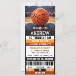Custom Sport Basketball Ticket Birthday  Invitation