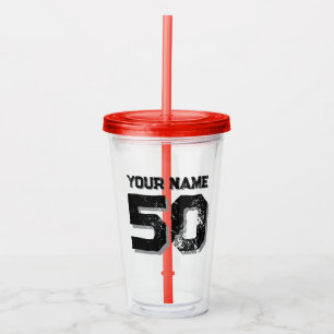 Custom sports jersey number and name acrylic tumbler