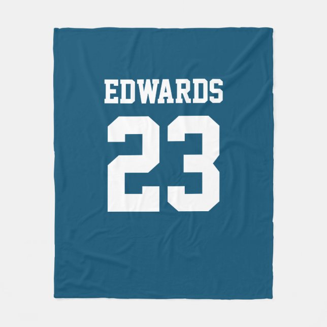 Custom Sports Numbered With Name Fleece Blanket (Front)