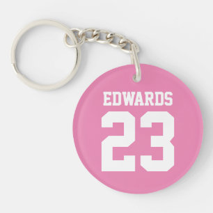 Custom Sports Numbered With Name Key Ring