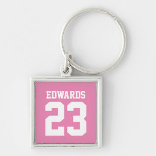 Custom Sports Numbered With Name Key Ring