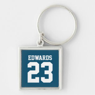 Custom Sports Numbered With Name Key Ring
