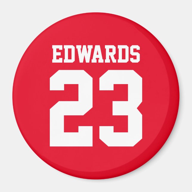 Custom Sports Numbered With Name Magnet (Front)