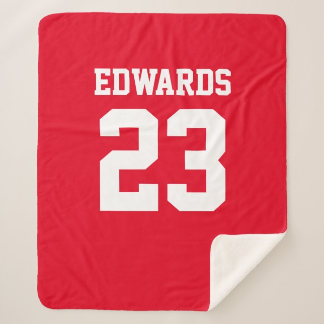 Custom Sports Numbered With Name Sherpa Blanket (Front)