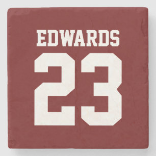 Custom Sports Numbered With Name Stone Coaster