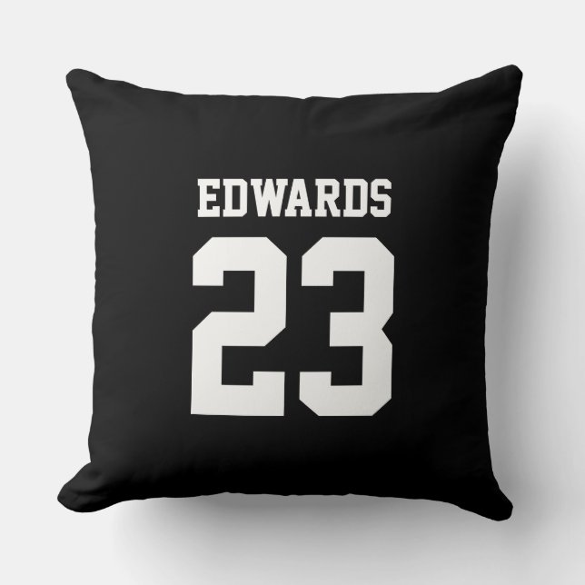 Custom Sports Numbered With Name Throw Pillow (Front)