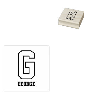 Custom Sporty Personalised Monogram Rubber Stamp