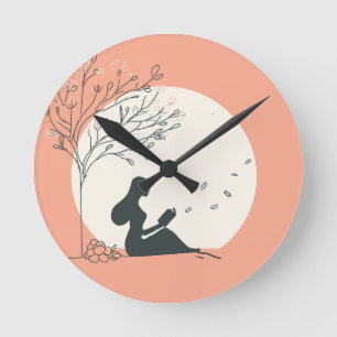 Custom Spring Aesthetic   Peaceful Girl Reading  Round Clock