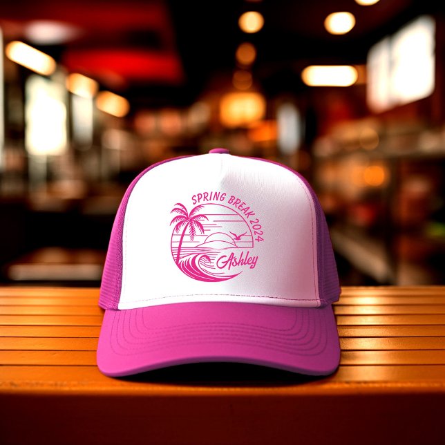 Custom Spring Break Girls Trip Cute Beach Fun Trucker Hat (Creator Uploaded)