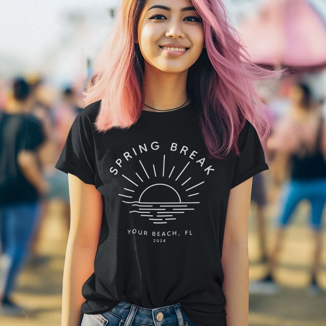 Custom Spring Break Summer Girlfriend Trip T-Shirt (Embrace the chic minimalism of spring break with our personalized tee celebrating your girl trip!
)