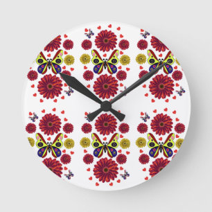 Custom Spring Butterfly Floral Gift  Round Clock