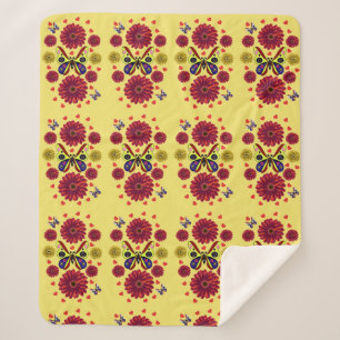 Custom Spring Butterfly Floral Gift Sherpa Blanket