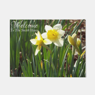 Custom spring daffodils doormat