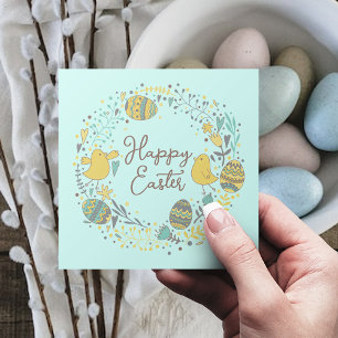 Custom Spring Floral Cute Chicks Happy Easter Holiday Card