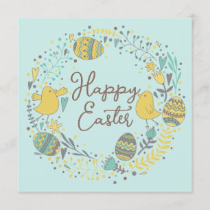 Custom Spring Floral Cute Chicks Happy Easter Holiday Card