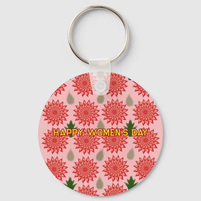 Custom Spring Flower Women's Day PatWrapping Paper Key Ring (Front)