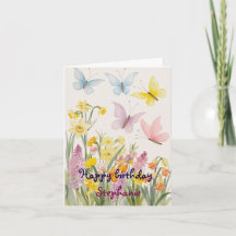 Custom Spring Flowers and Butterfly Birthday