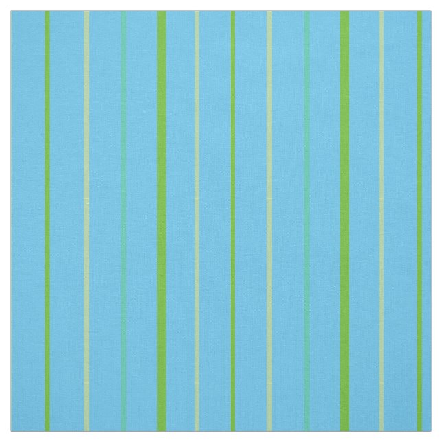 Custom Spring Green Stripes on Sky Blue Pattern Fabric (Swatch)