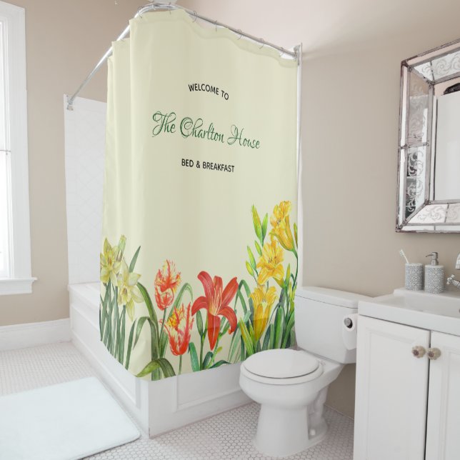 Custom Spring Summer Floral Shower Curtain (In Situ)