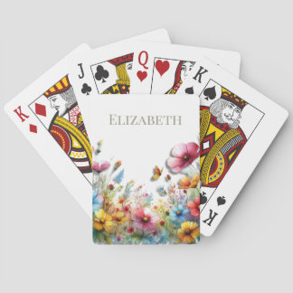 Custom Spring Wildflowers Personalised  Playing Cards