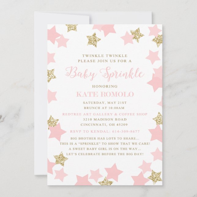 Custom Sprinkle Invitation for Kendal (Front)