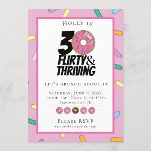 Custom Sprinkles Doughnut 30th Birthday Brunch Invitation