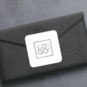 Custom Square Business Logo Minimalist Plain White Sticker