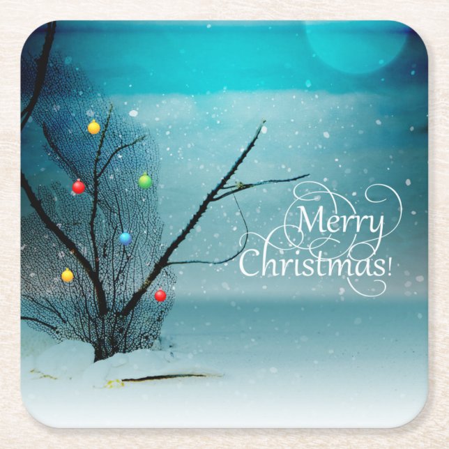 Custom Square Coasters - Merry Christmas (Front)