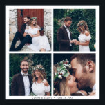 Custom Square Collage 4 Wedding Photo & Text Poster<br><div class="desc">Create your own canvas print wall art with your own wedding,  anniversary,  engagement and special event photos.</div>